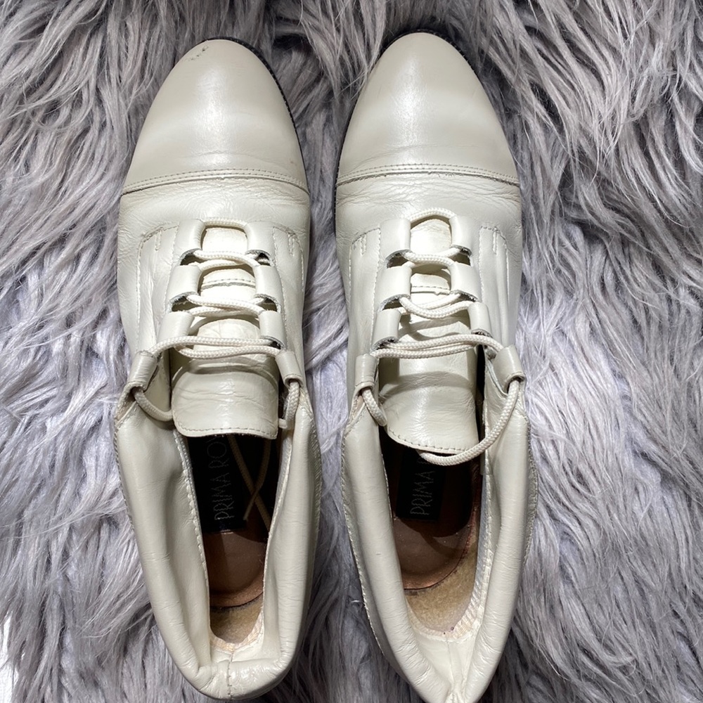 Pre Owned Prima Royale Women’s Cream Leather Lace Up Ankle Boots size 8